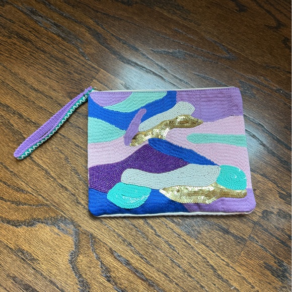America & Beyond Handbags - Colorful Abstract Clutch with Wristlet